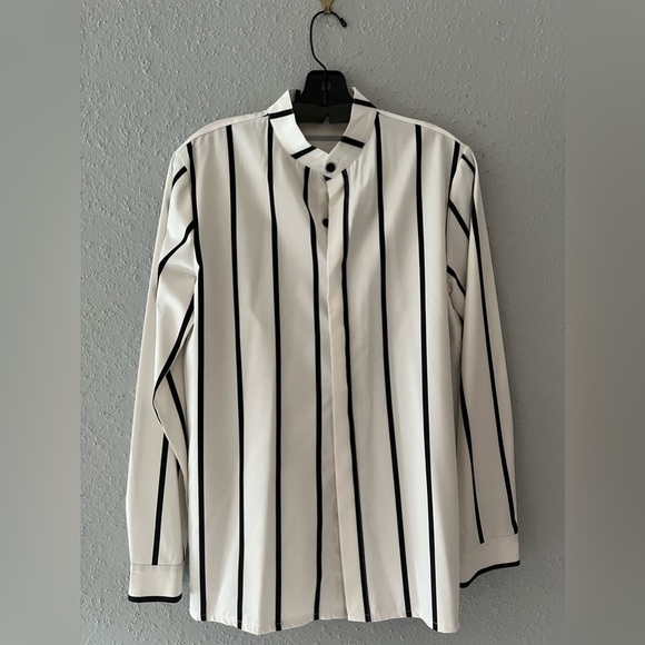Other - Black stripes long sleeves shirt - cotton silk blend